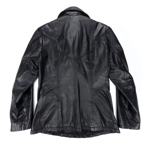 VINTAGE Wilsons Maxima 100% Genuine Leather Jacket Dad Coat Medium Black 90s Y2k - Picture 5 of 10